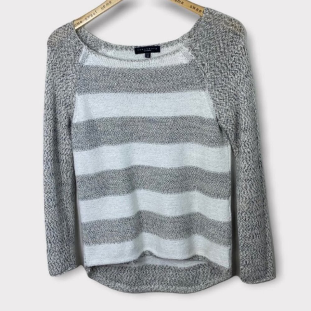 Revolve Sanctuary Grey White Stripe Baseball Top Long Sleeve Sweater Size‎ XS